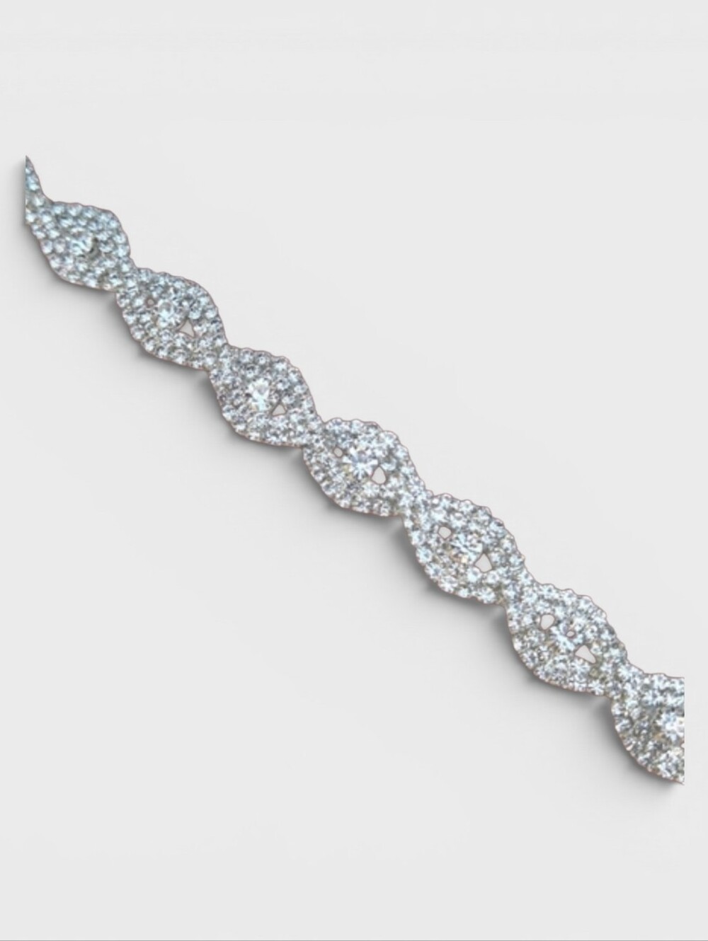 Elegant Silver Bracelet 7 1/8 - 8.5" Adjustable  Crystal  Glass Rhinestones.